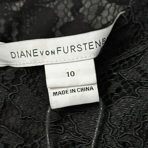 NWT Diane von Furstenberg Brielle Long-Sleeve Lace Top Size 10, scalloped edges - Picture 13 of 14